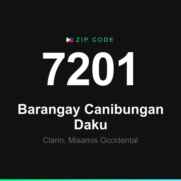 Shareable ZIP code 7201 card for Barangay Canibungan Daku