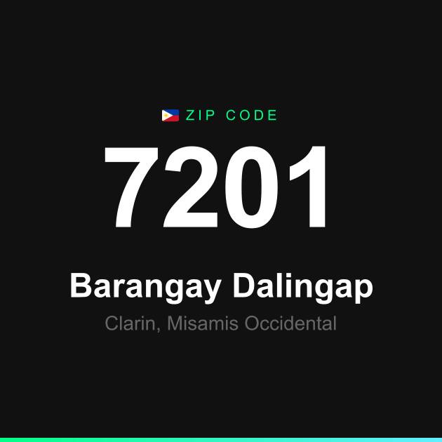 Shareable ZIP code 7201 card for Barangay Dalingap