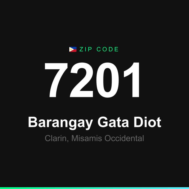 Shareable ZIP code 7201 card for Barangay Gata Diot