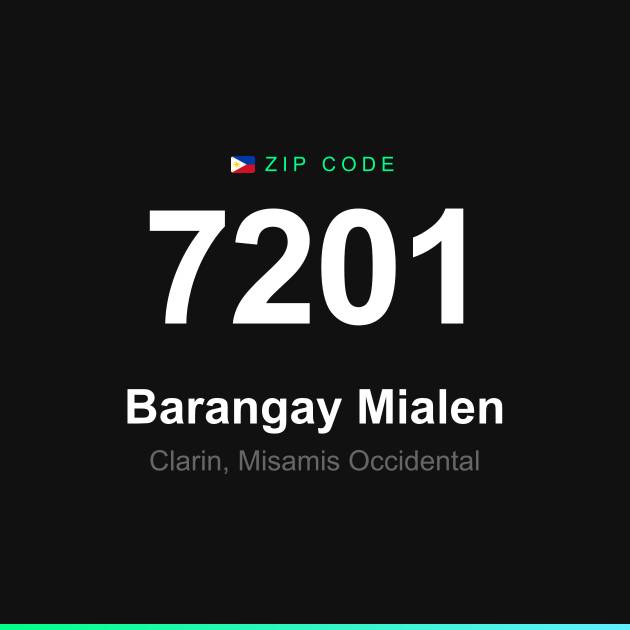 Shareable ZIP code 7201 card for Barangay Mialen