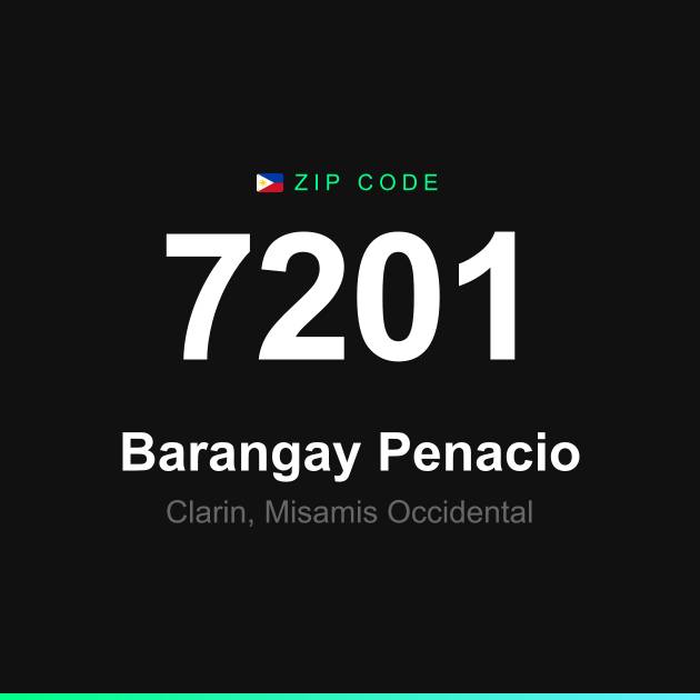 Shareable ZIP code 7201 card for Barangay Penacio