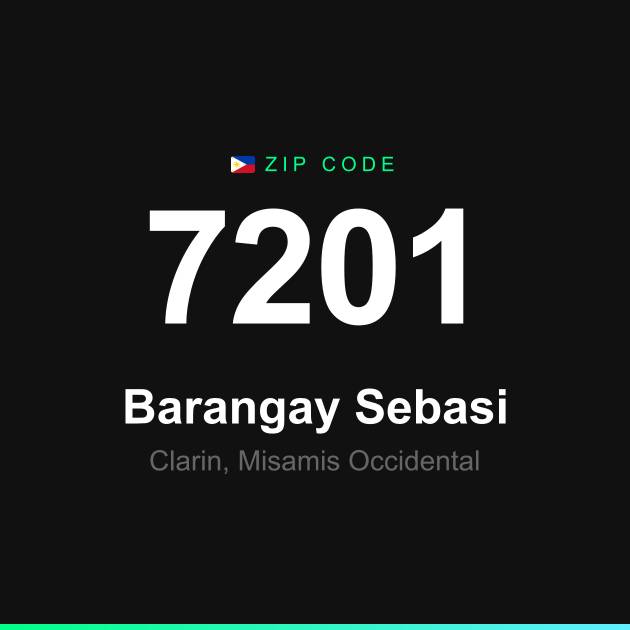 Shareable ZIP code 7201 card for Barangay Sebasi