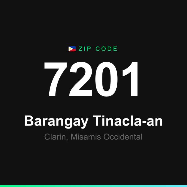 Shareable ZIP code 7201 card for Barangay Tinacla-an