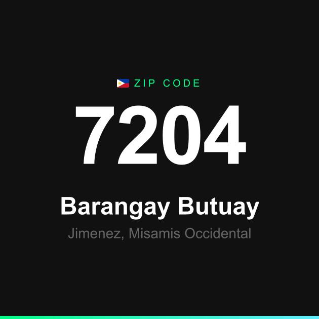 Shareable ZIP code 7204 card for Barangay Butuay