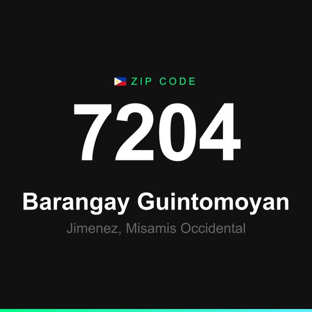 Shareable ZIP code 7204 card for Barangay Guintomoyan
