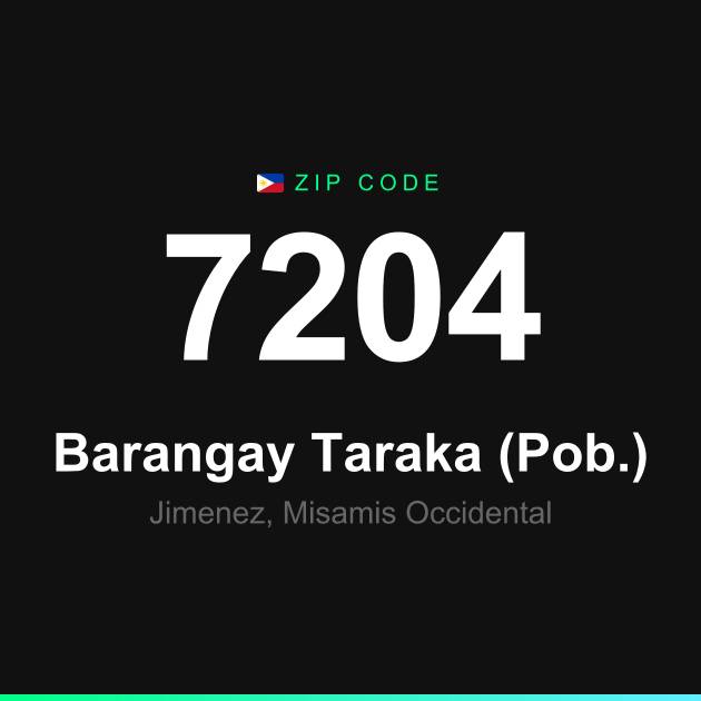 Shareable ZIP code 7204 card for Barangay Taraka (Pob.)