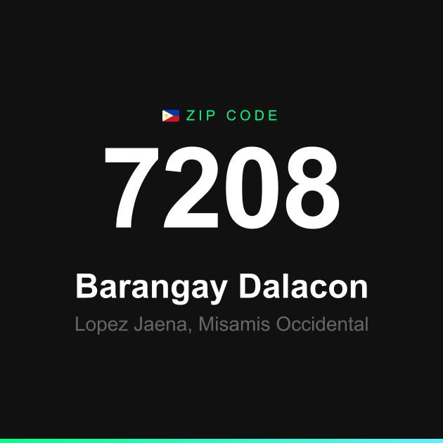 Shareable ZIP code 7208 card for Barangay Dalacon