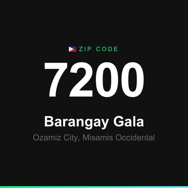 Shareable ZIP code 7200 card for Barangay Gala