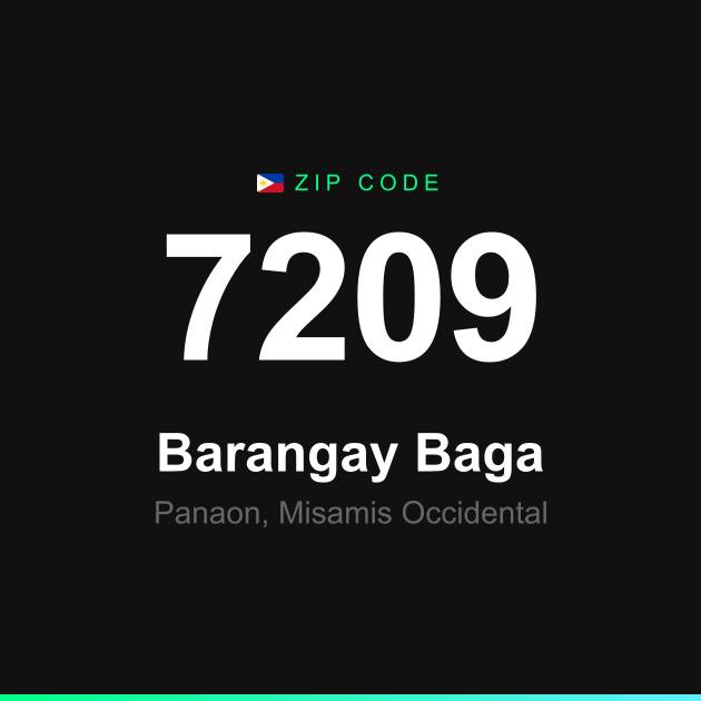Shareable ZIP code 7209 card for Barangay Baga