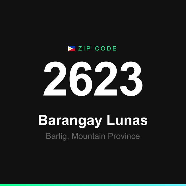 Shareable ZIP code 2623 card for Barangay Lunas
