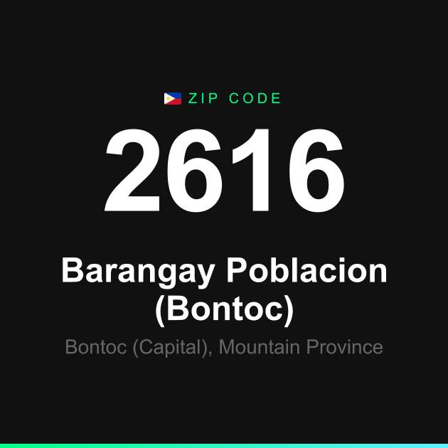 Shareable ZIP code 2616 card for Barangay Poblacion (Bontoc)