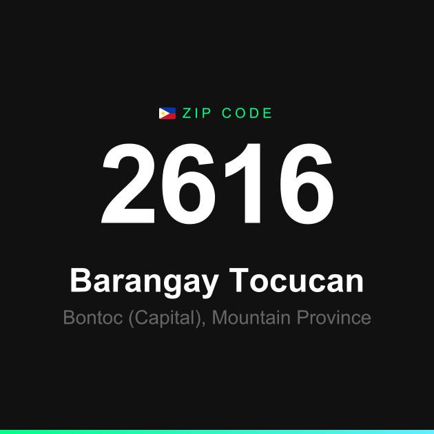 Shareable ZIP code 2616 card for Barangay Tocucan
