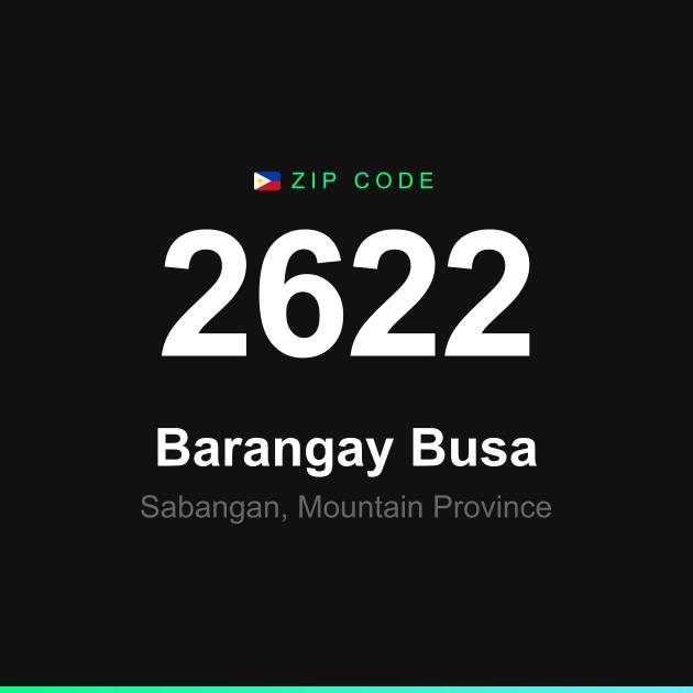 Shareable ZIP code 2622 card for Barangay Busa