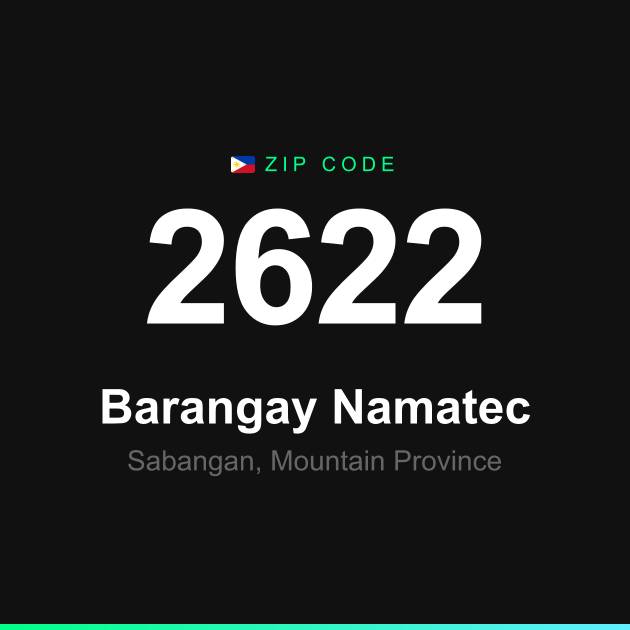 Shareable ZIP code 2622 card for Barangay Namatec