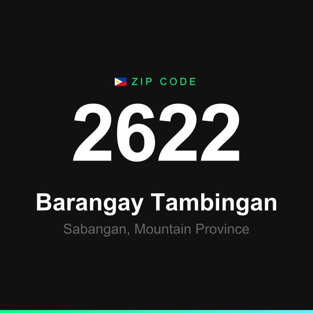 Shareable ZIP code 2622 card for Barangay Tambingan