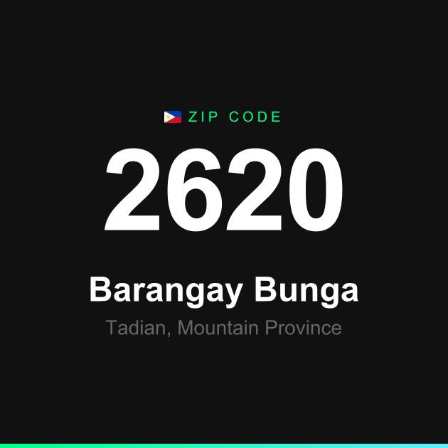 Shareable ZIP code 2620 card for Barangay Bunga