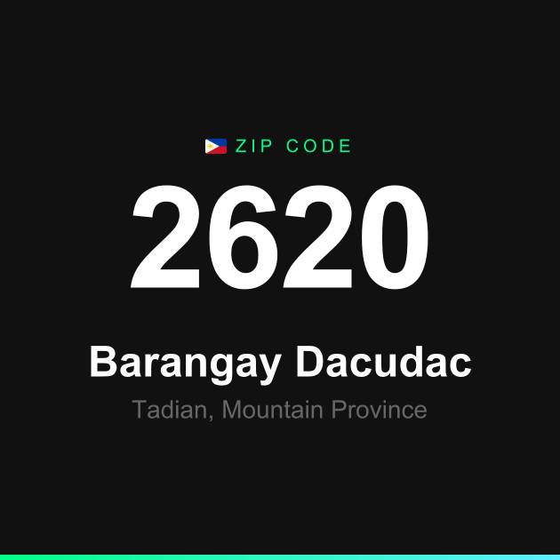 Shareable ZIP code 2620 card for Barangay Dacudac
