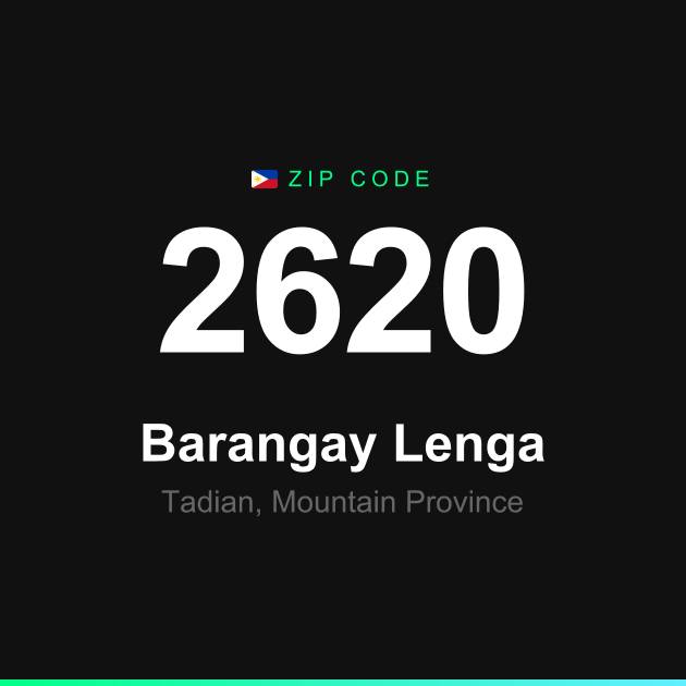 Shareable ZIP code 2620 card for Barangay Lenga