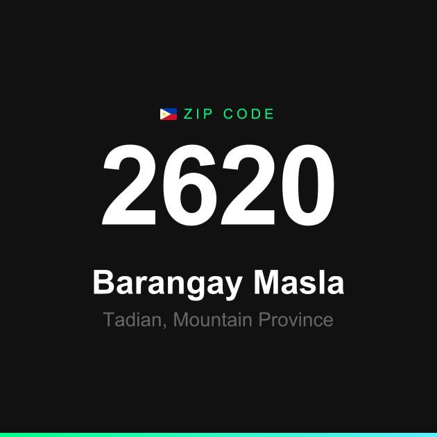 Shareable ZIP code 2620 card for Barangay Masla