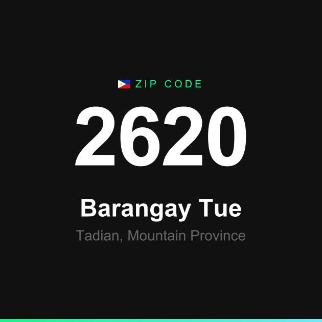 Shareable ZIP code 2620 card for Barangay Tue
