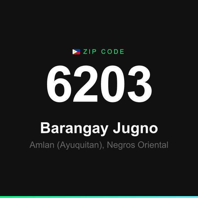 Shareable ZIP code 6203 card for Barangay Jugno