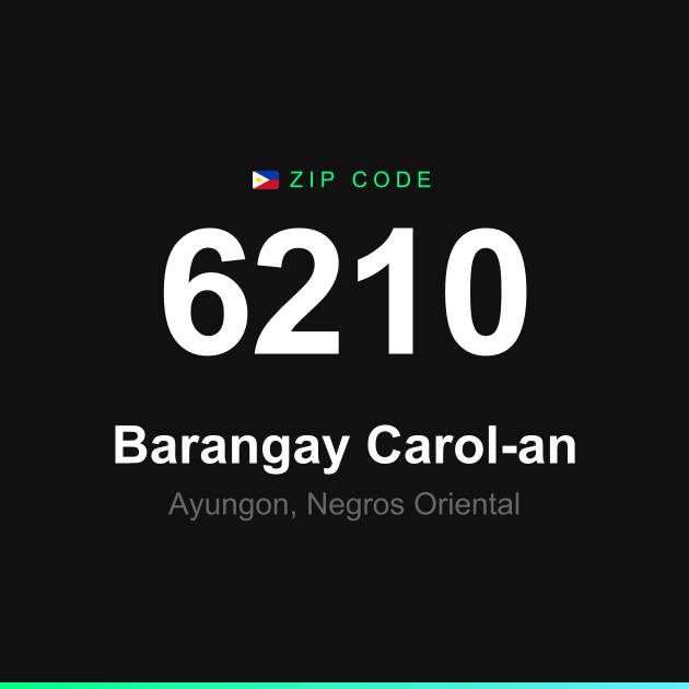 Shareable ZIP code 6210 card for Barangay Carol-an