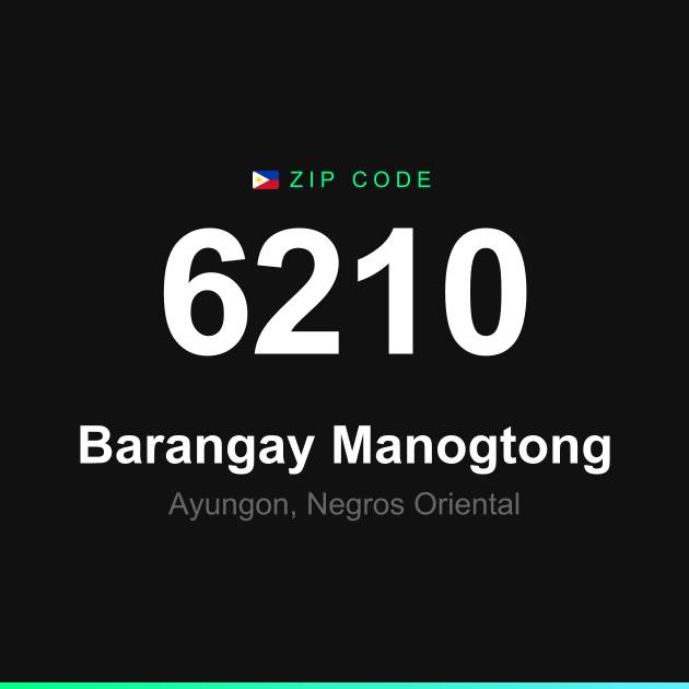 Shareable ZIP code 6210 card for Barangay Manogtong