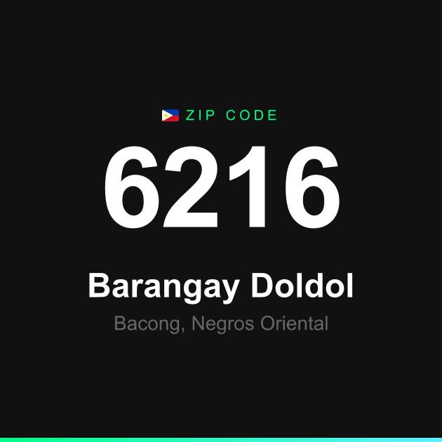 Shareable ZIP code 6216 card for Barangay Doldol