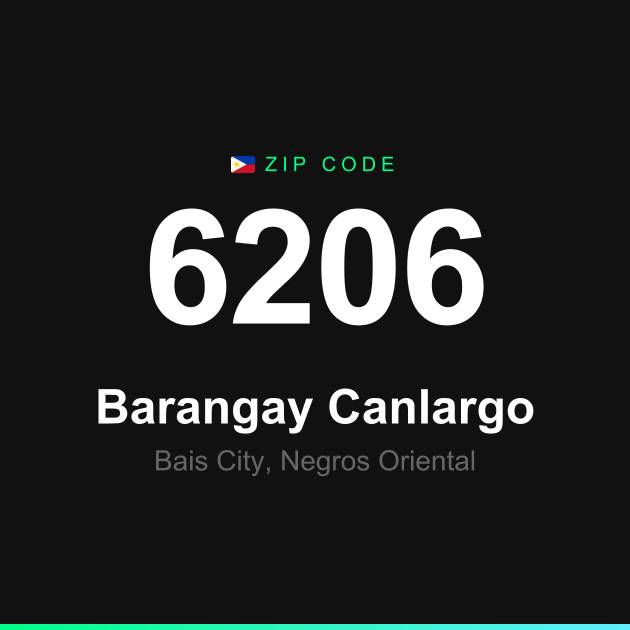 Shareable ZIP code 6206 card for Barangay Canlargo