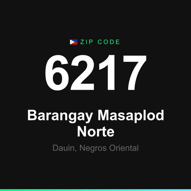 Shareable ZIP code 6217 card for Barangay Masaplod Norte