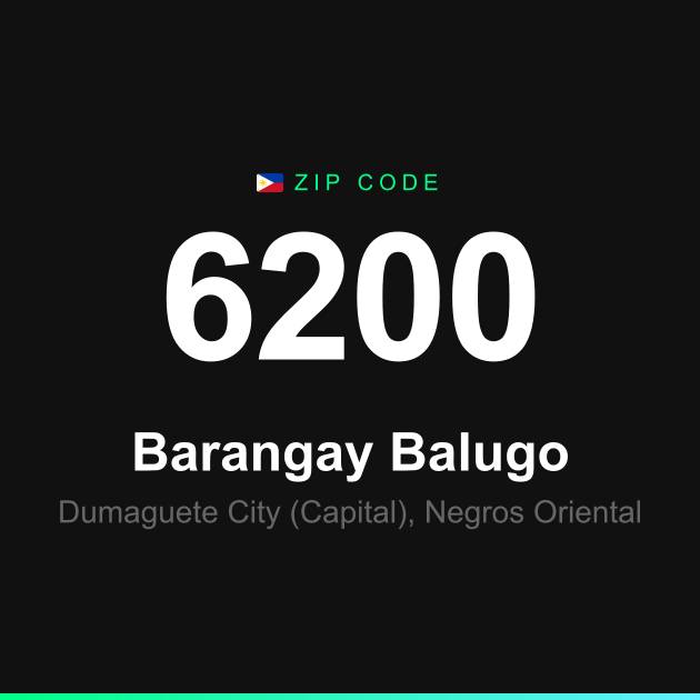 Shareable ZIP code 6200 card for Barangay Balugo