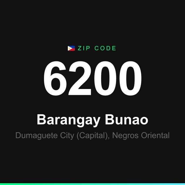 Shareable ZIP code 6200 card for Barangay Bunao