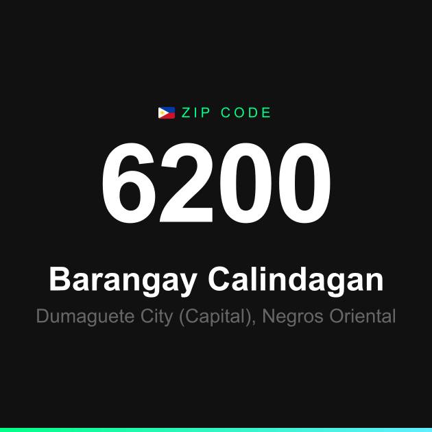 Shareable ZIP code 6200 card for Barangay Calindagan