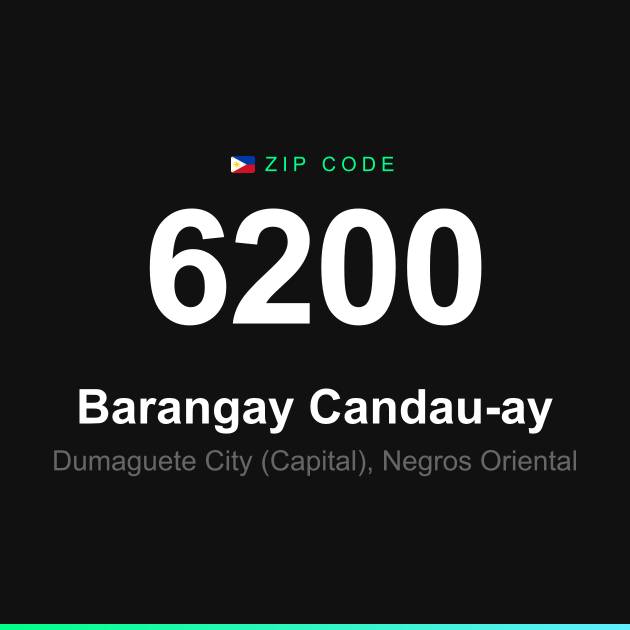 Shareable ZIP code 6200 card for Barangay Candau-ay