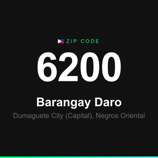 Shareable ZIP code 6200 card for Barangay Daro