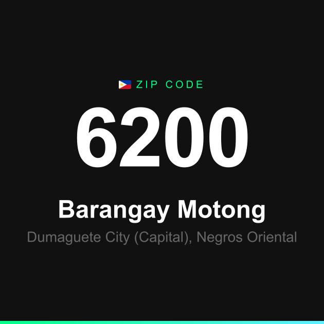 Shareable ZIP code 6200 card for Barangay Motong