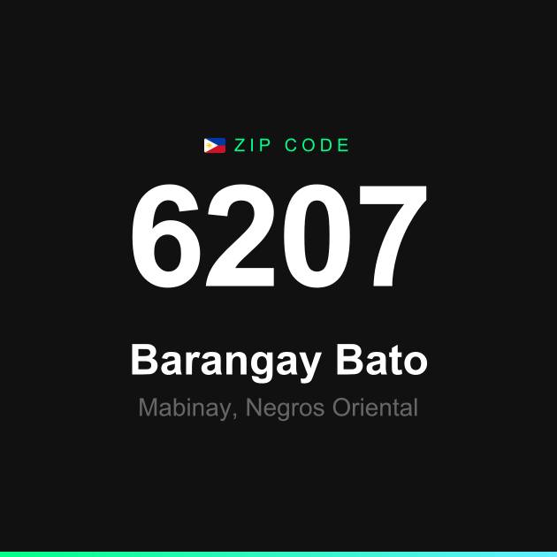 Shareable ZIP code 6207 card for Barangay Bato