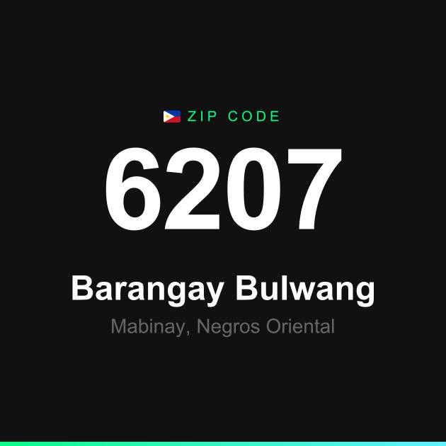 Shareable ZIP code 6207 card for Barangay Bulwang