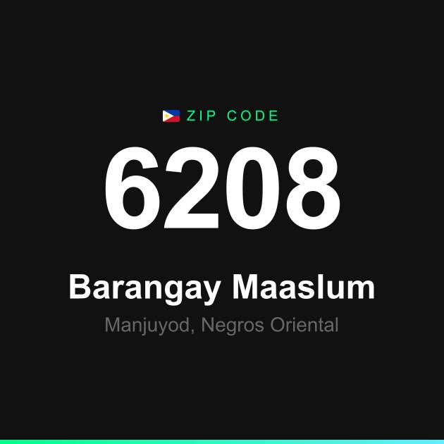 Shareable ZIP code 6208 card for Barangay Maaslum