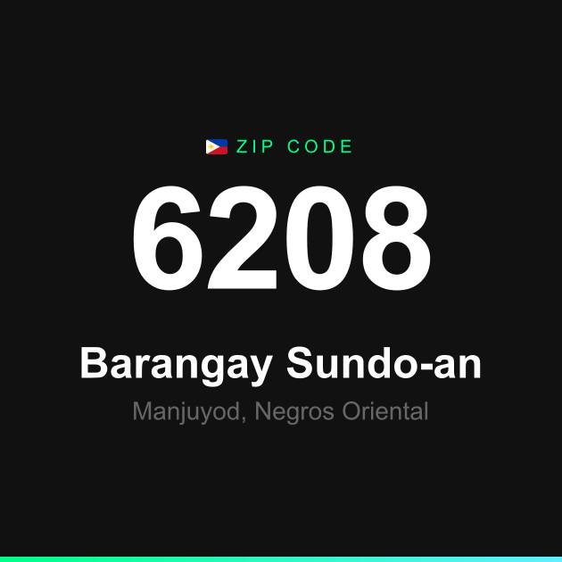 Shareable ZIP code 6208 card for Barangay Sundo-an