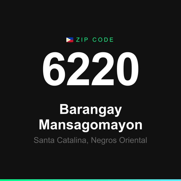 Shareable ZIP code 6220 card for Barangay Mansagomayon