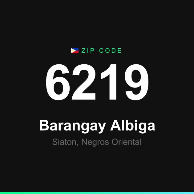 Shareable ZIP code 6219 card for Barangay Albiga