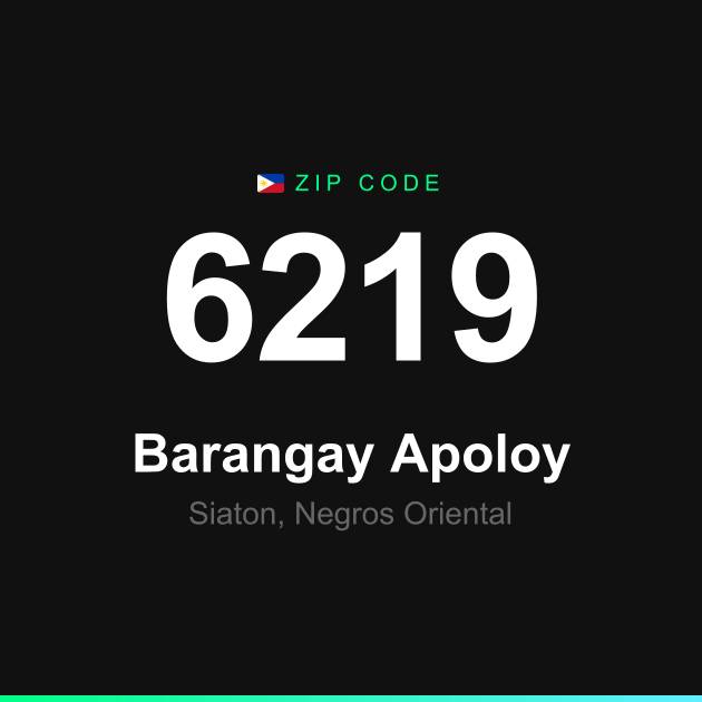 Shareable ZIP code 6219 card for Barangay Apoloy