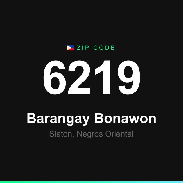 Shareable ZIP code 6219 card for Barangay Bonawon