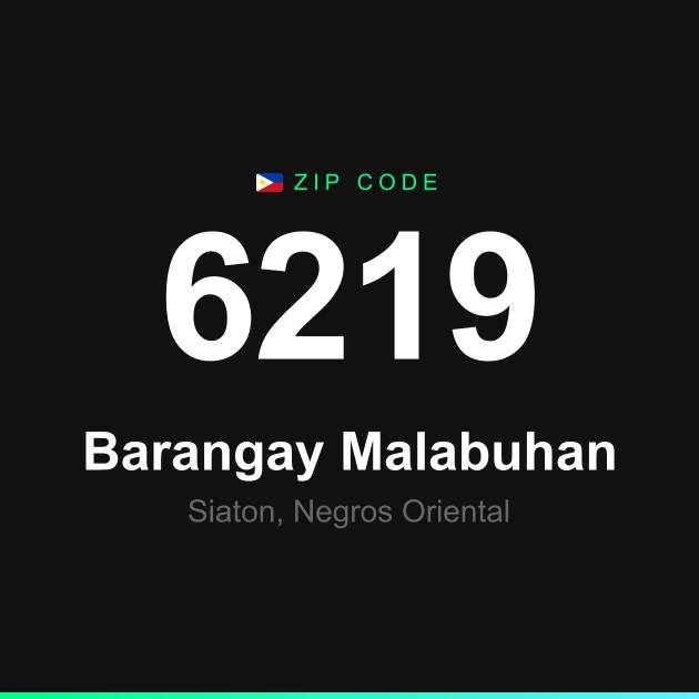Shareable ZIP code 6219 card for Barangay Malabuhan