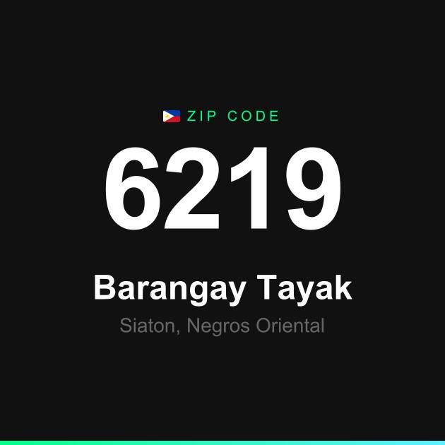 Shareable ZIP code 6219 card for Barangay Tayak
