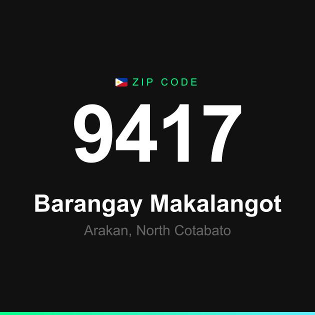Shareable ZIP code 9417 card for Barangay Makalangot