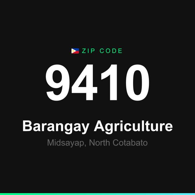 Shareable ZIP code 9410 card for Barangay Agriculture