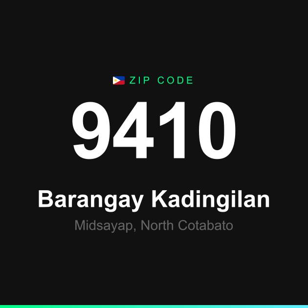 Shareable ZIP code 9410 card for Barangay Kadingilan