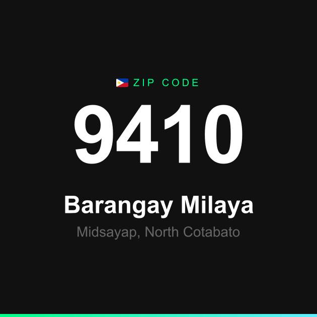 Shareable ZIP code 9410 card for Barangay Milaya
